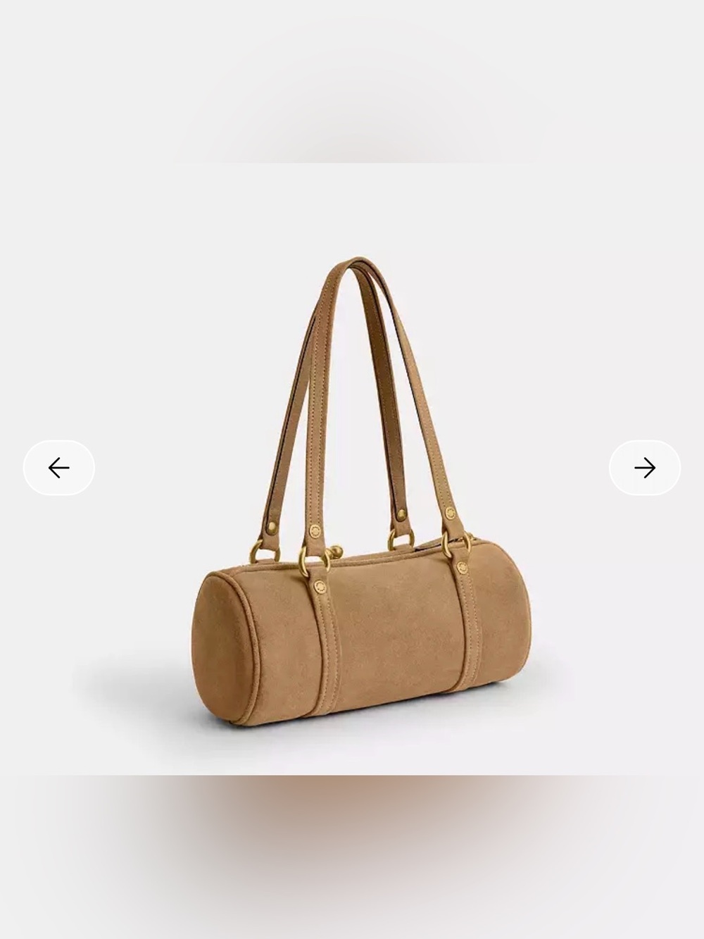 Coach Suede Tan Barrel 28 Shoulder Bag with Gold Hardware - Picture 3 of 5